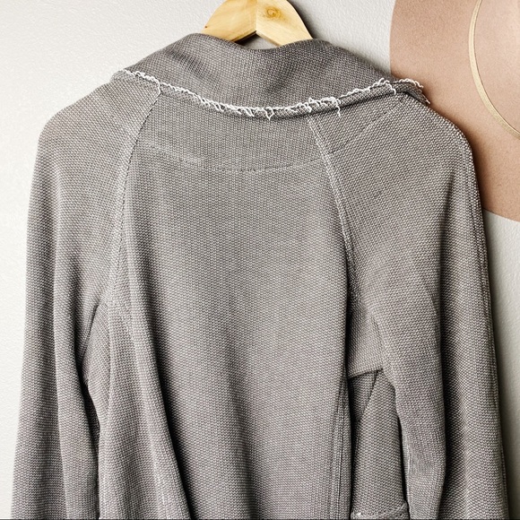Free People Grey Frayed Boho Belted Jacket S - Picture 8 of 9